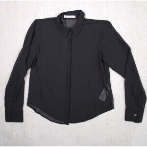 Abercrombie & Fitch Sheer Black Long Sleeve Button Down Shirt Blouse XS